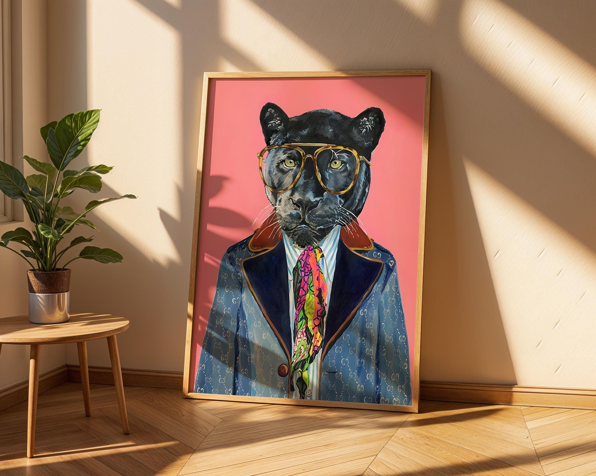 Panther in Suit Art Print | Luxury Animal Portrait wall art print, modern home decor, unframed artwork by Nomad & Nest