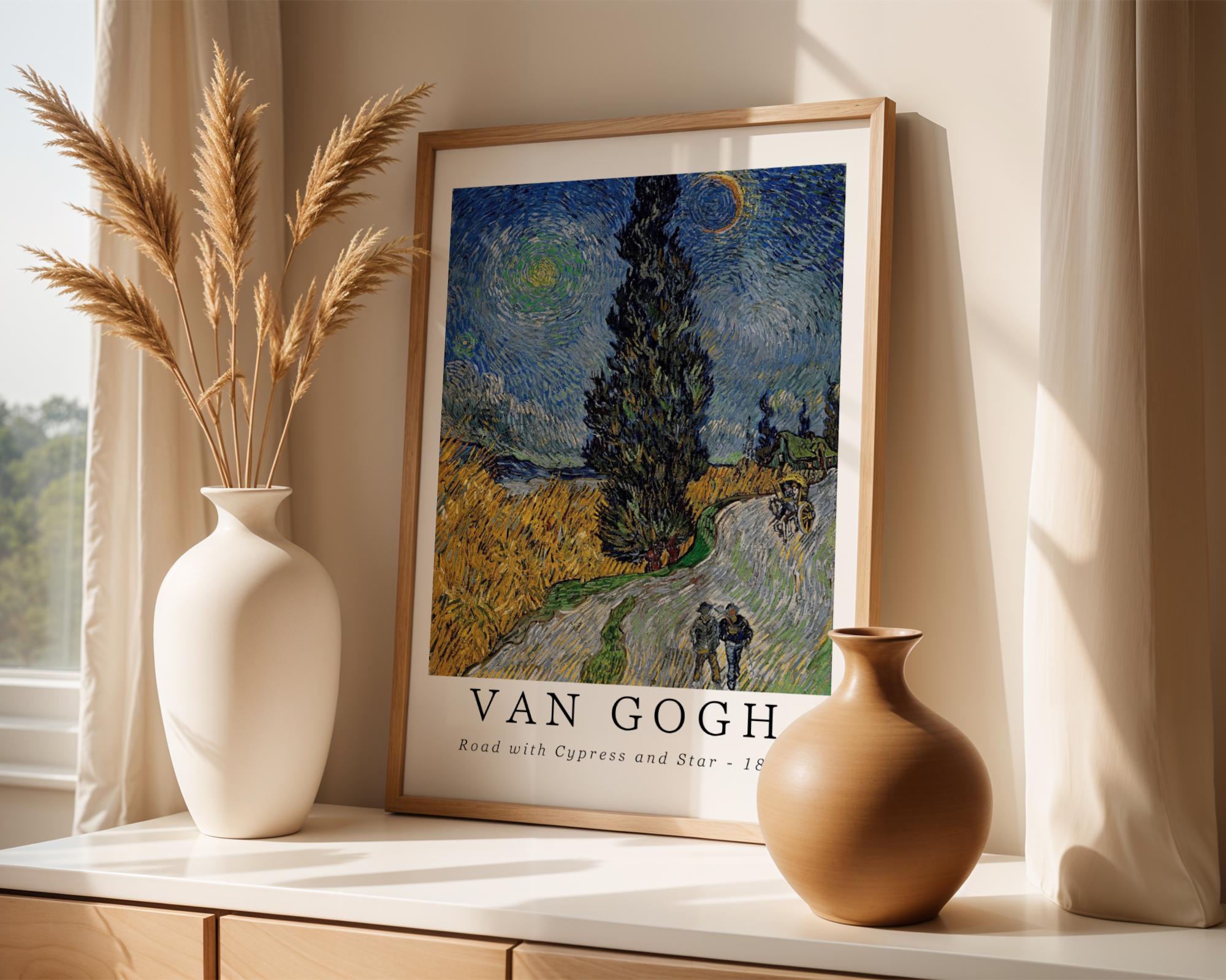 Van Gogh Print | Road with Cypress and Star  - Impressionist Landscape Art wall art print, modern home decor, unframed artwork by Nomad & Nest
