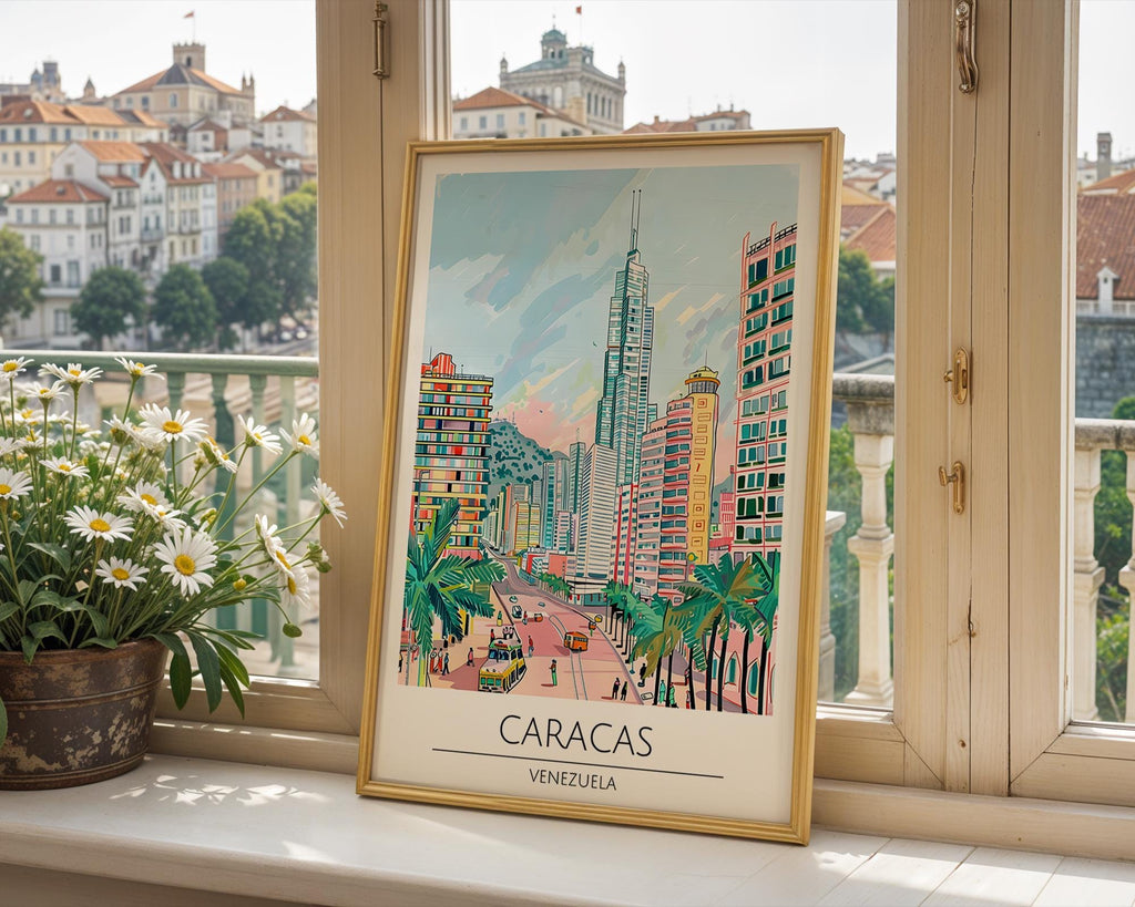 Caracas Venezuela Travel Poster | Retro City Skyline Wall Art wall art print, modern home decor, unframed artwork by Nomad & Nest