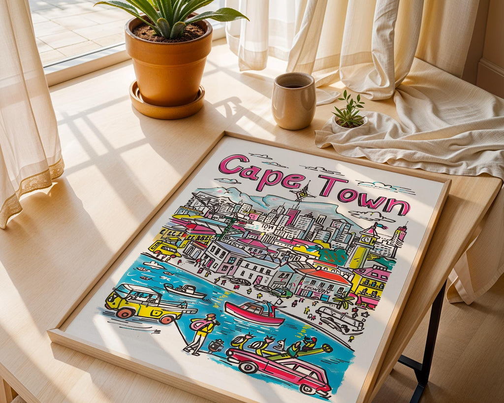 Cape Town Art Print | Table Mountain, South Africa Cityscape wall art print, modern home decor, unframed artwork by Nomad & Nest