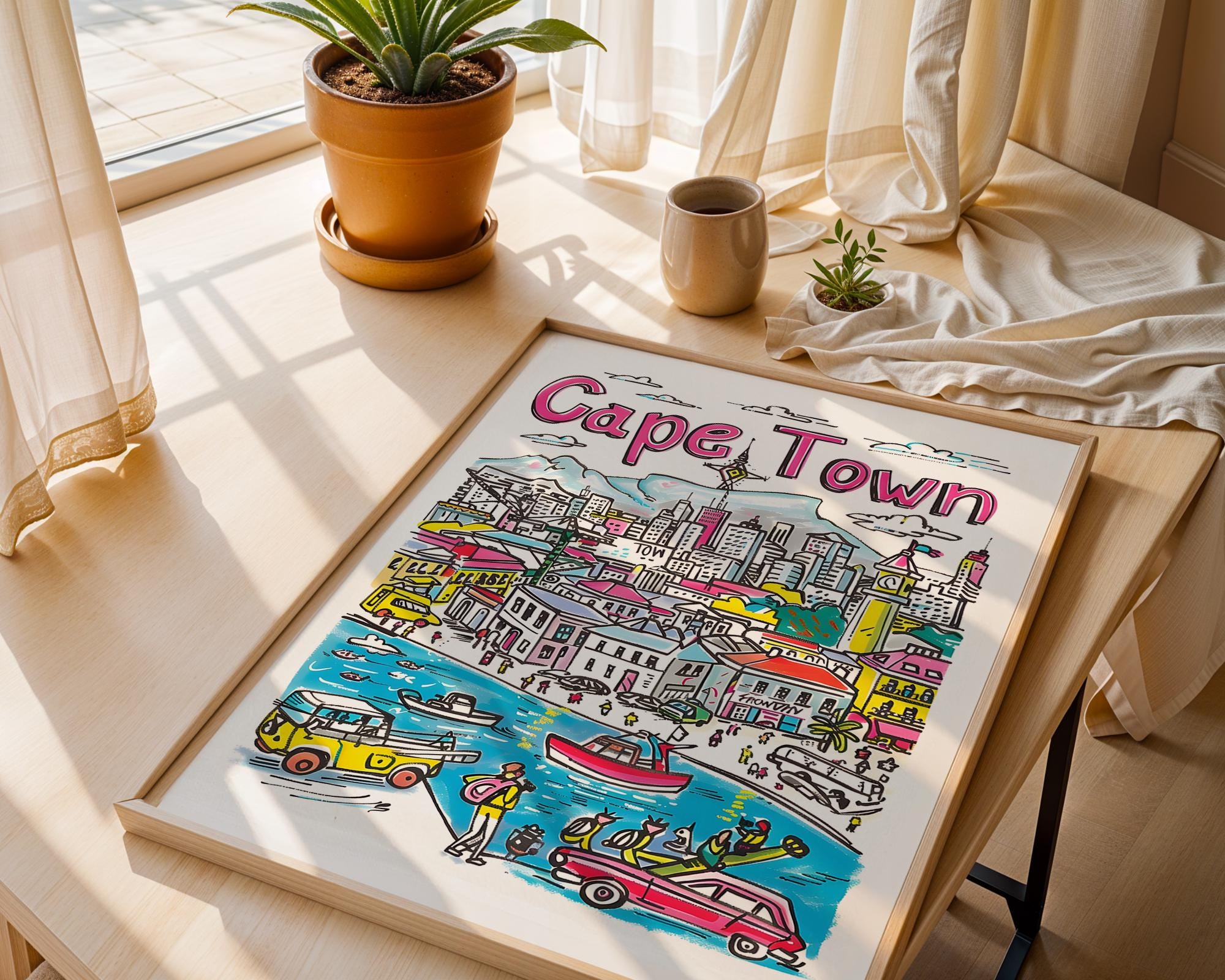 Cape Town Art Print | Table Mountain, South Africa Cityscape wall art print, modern home decor, unframed artwork by Nomad & Nest