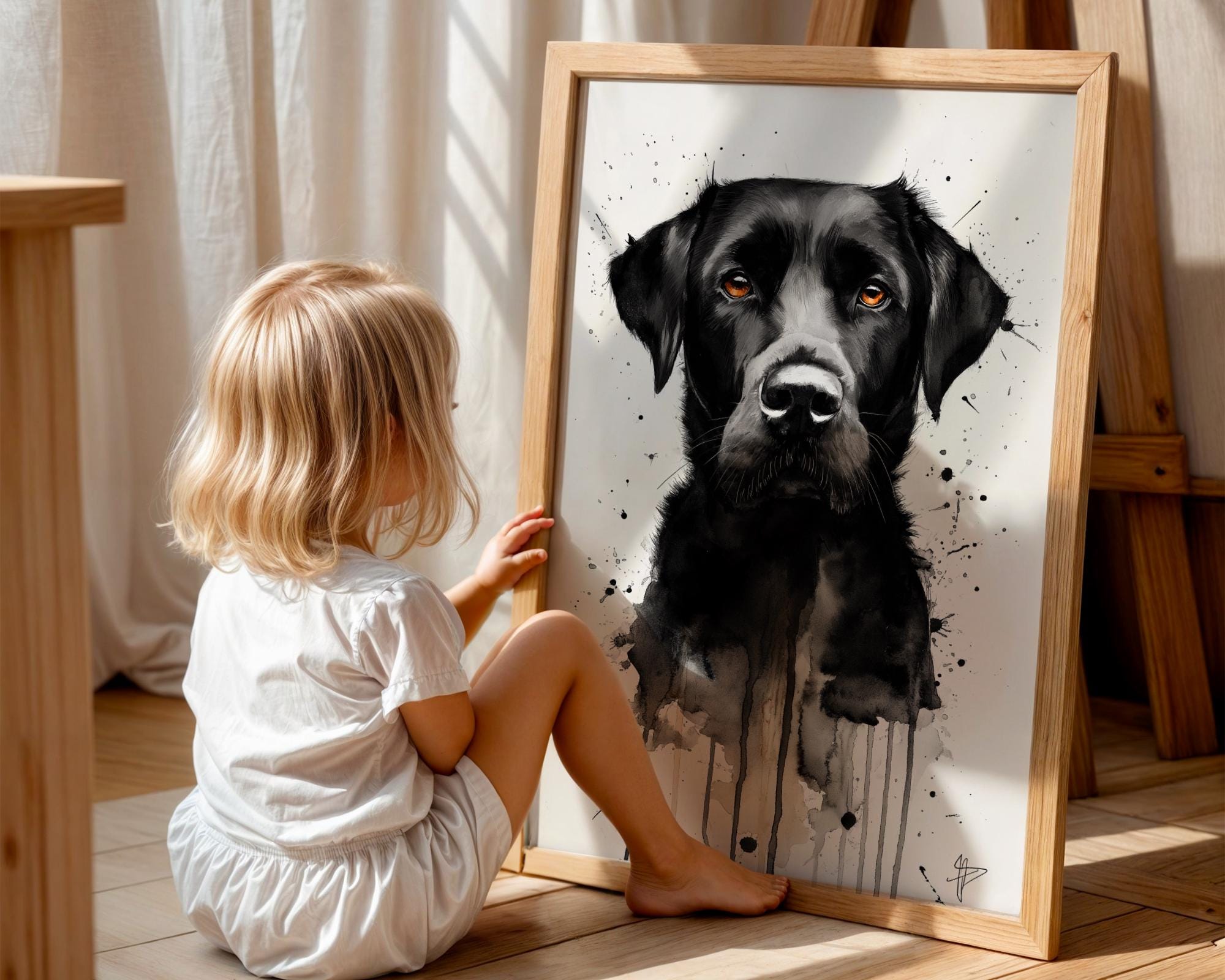 Black Labrador Watercolor Print | Modern Dog Portrait Wall Art wall art print, modern home decor, unframed artwork by Nomad & Nest
