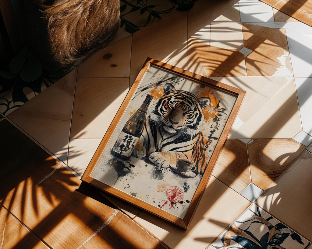 Japanese Poster | Sumi-e Tiger Print – Zen Ink Wash Art wall art print, modern home decor, unframed artwork by Nomad & Nest