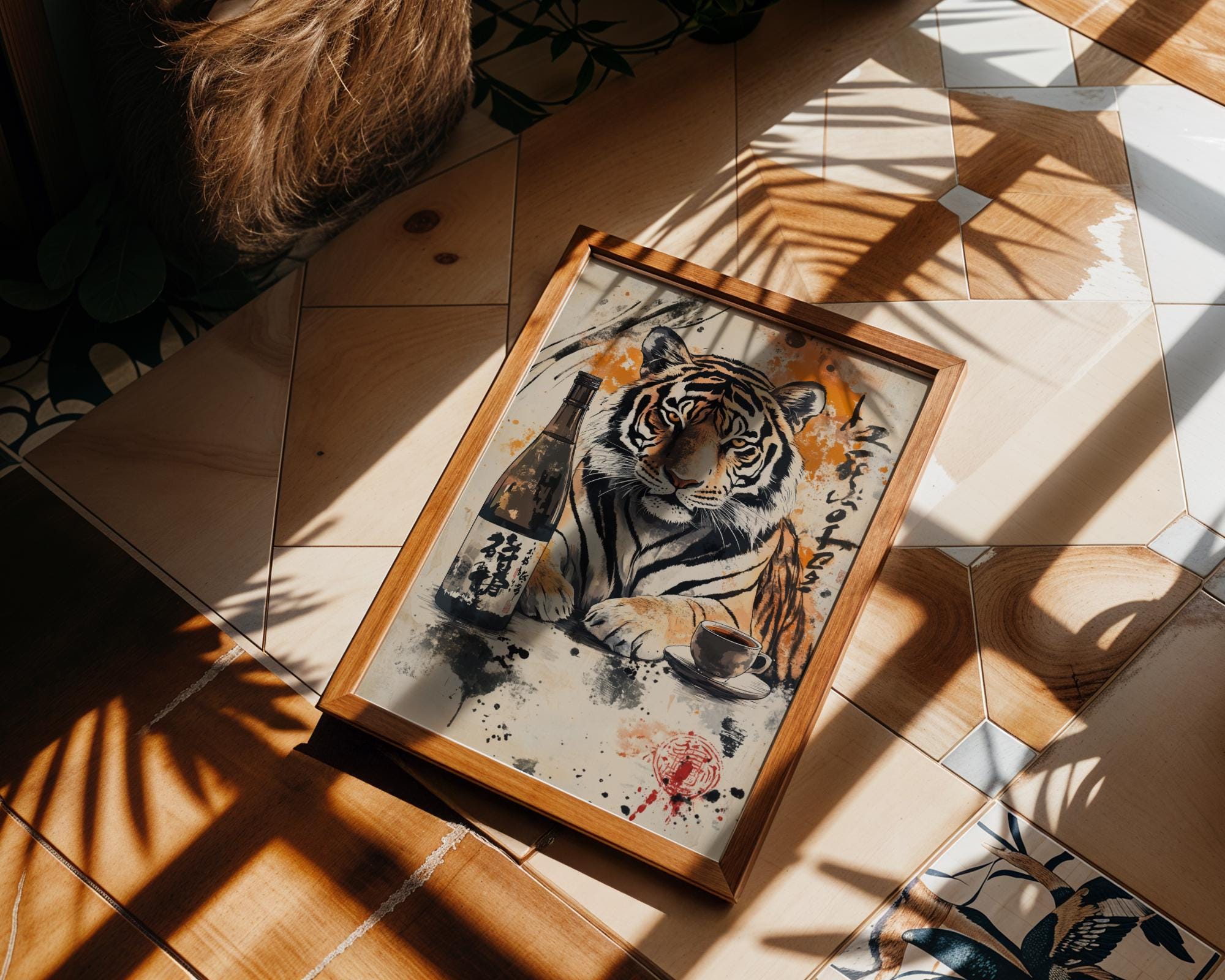 Japanese Poster | Sumi-e Tiger Print – Zen Ink Wash Art wall art print, modern home decor, unframed artwork by Nomad & Nest