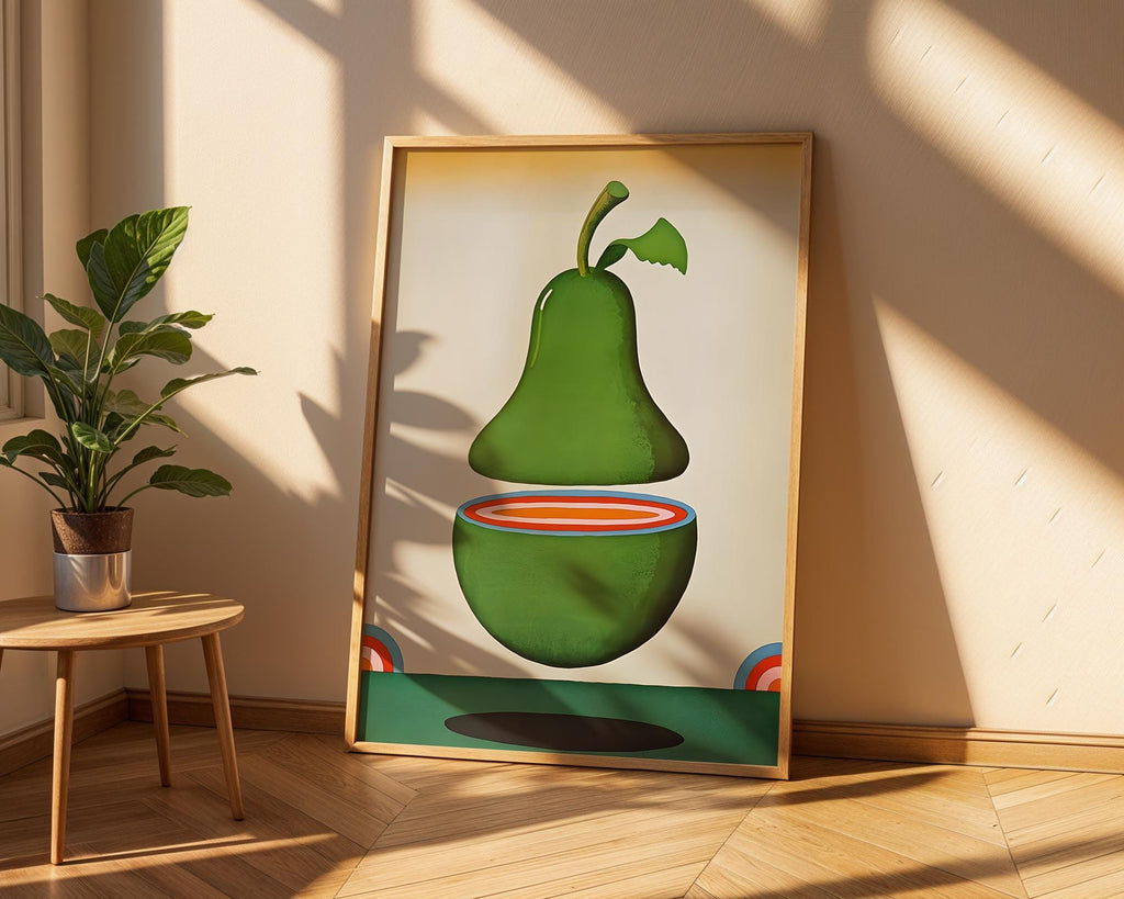 Pop Art Pear Print | Retro Green Fruit, Modern Kitchen Decor wall art print, modern home decor, unframed artwork by Nomad & Nest