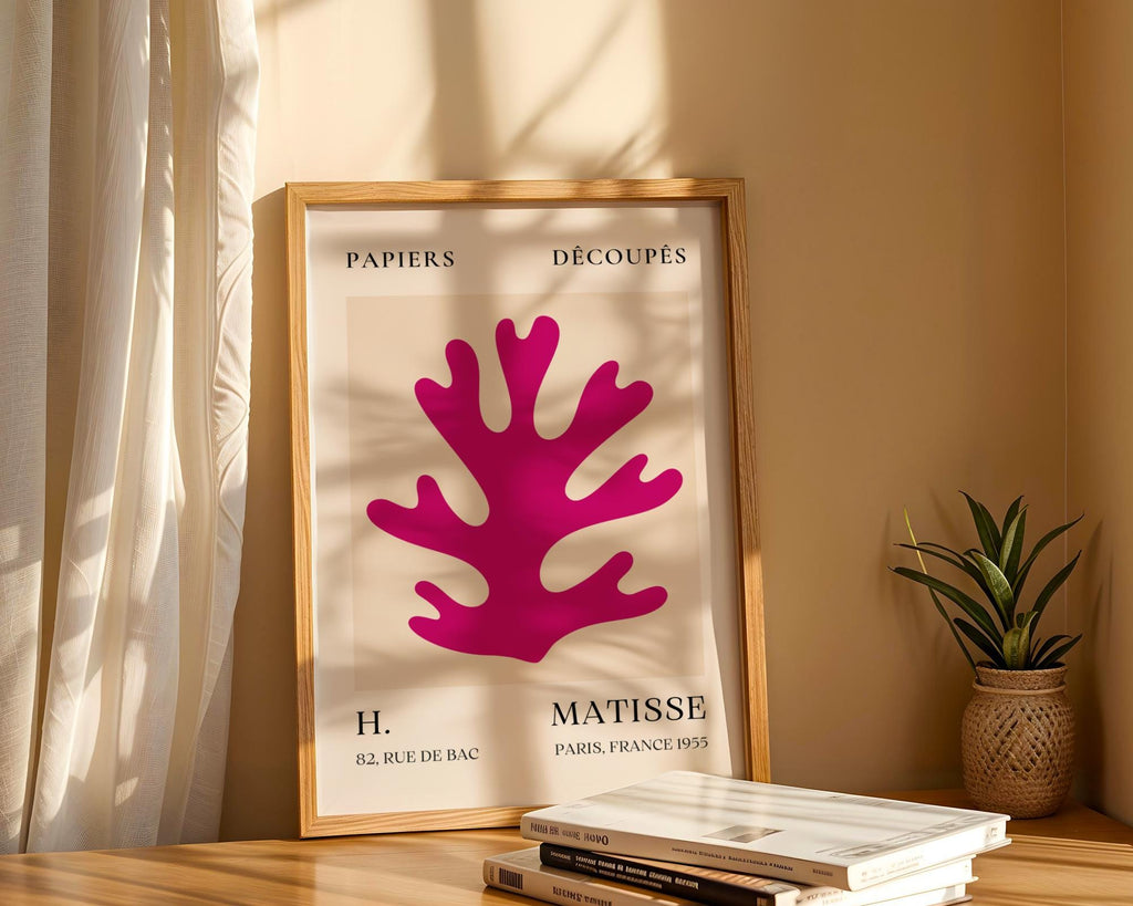 Henri Matisse Print | Coral  | Magenta Abstract Cut-Out, Minimalist Wall Art wall art print, modern home decor, unframed artwork by Nomad & Nest