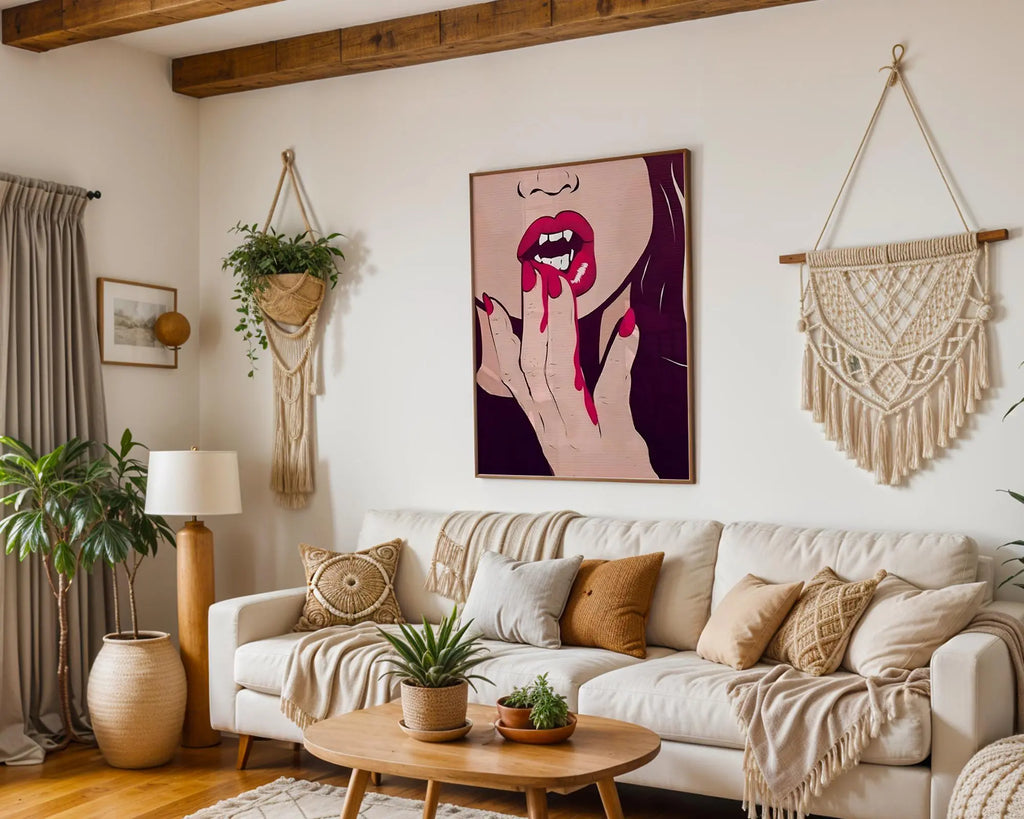 Modern Pop Art | Vampire Lips  Print | Edgy Gothic Fang Poster wall art print, modern home decor, unframed artwork by Nomad & Nest