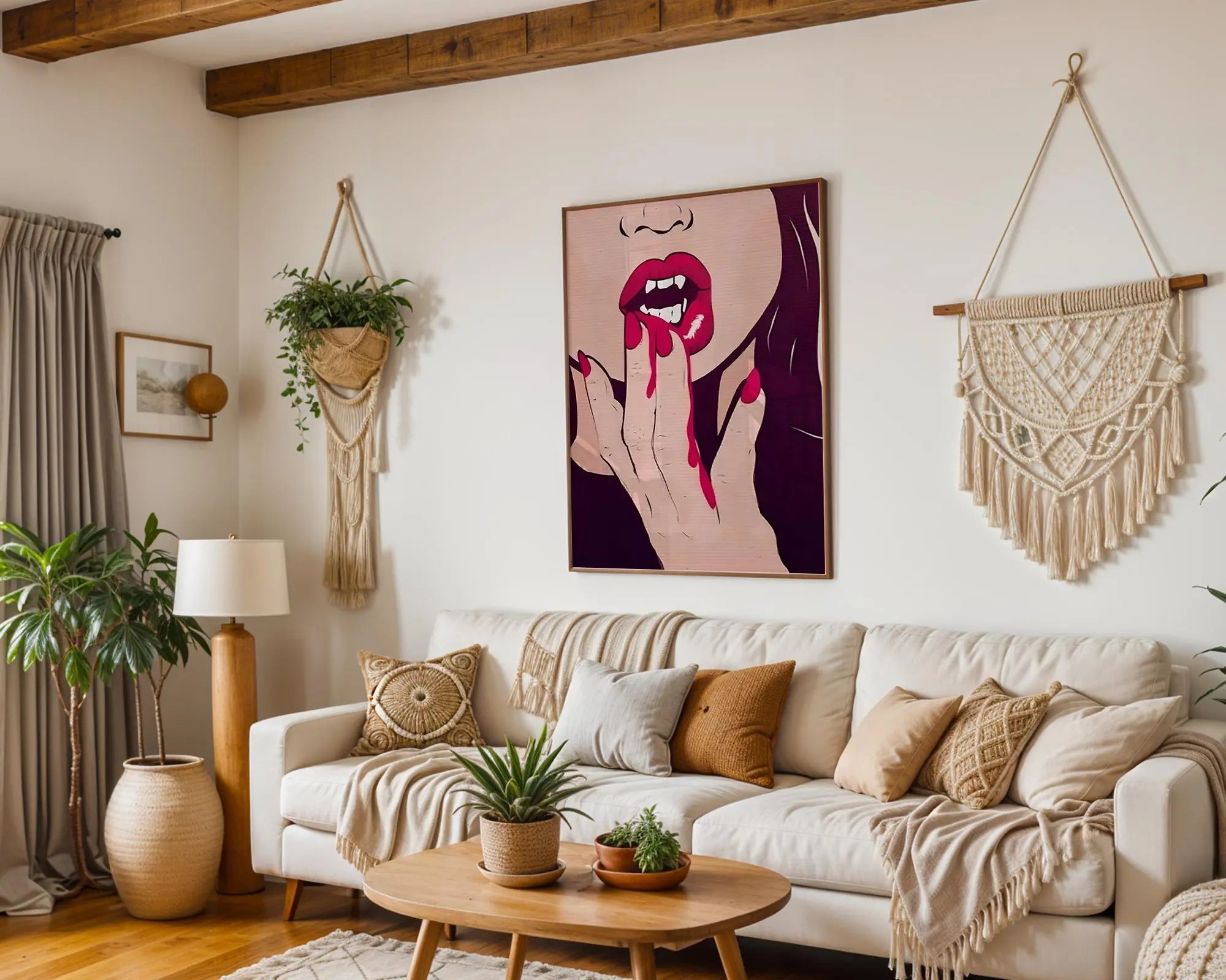 Modern Pop Art | Vampire Lips  Print | Edgy Gothic Fang Poster wall art print, modern home decor, unframed artwork by Nomad & Nest