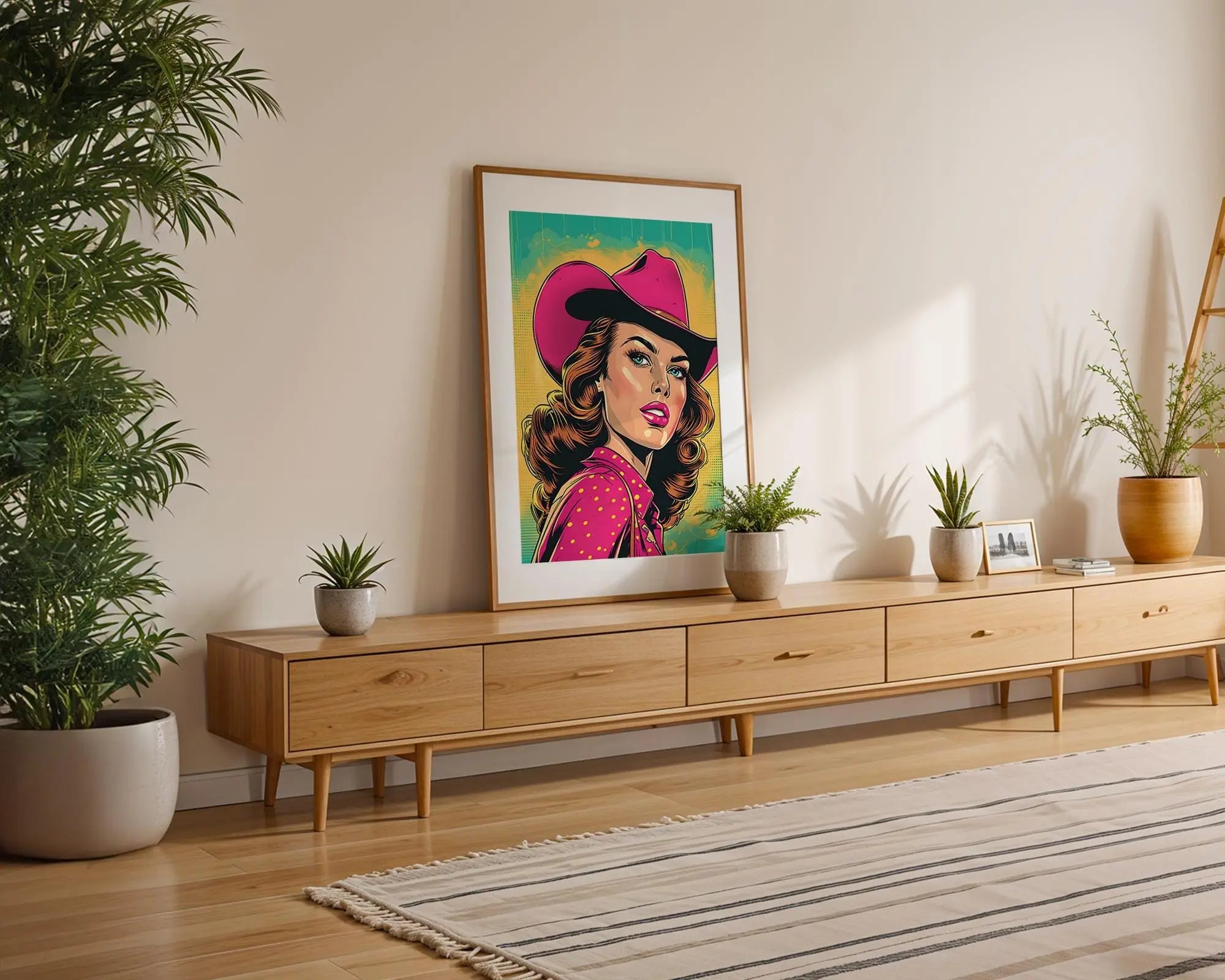 Modern Pop Art | Retro Cowgirl  Print | Pink Western Comic wall art print, modern home decor, unframed artwork by Nomad & Nest