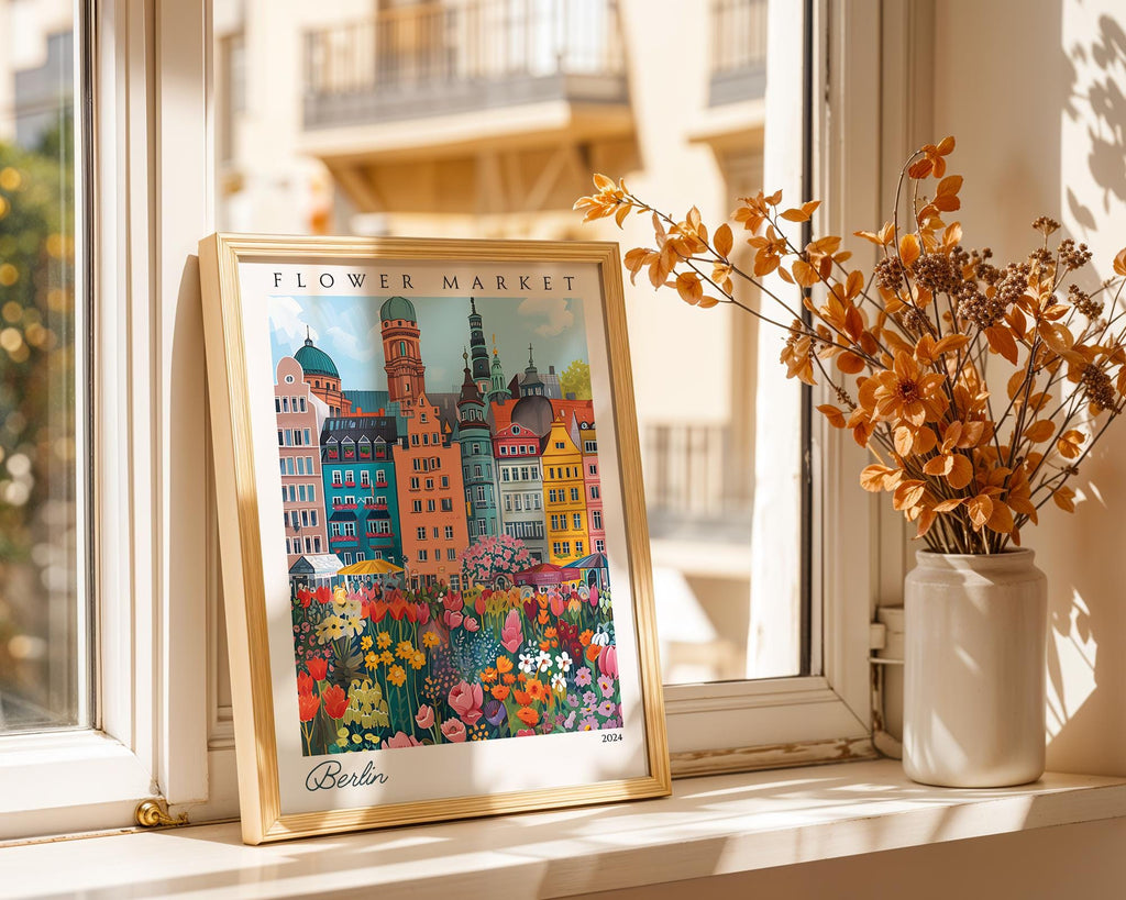 Berlin Flower Market Poster | Vintage German Travel Print wall art print, modern home decor, unframed artwork by Nomad & Nest