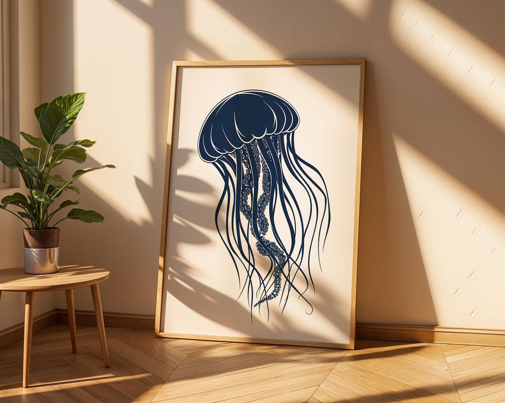 Elegant Jellyfish Art Print | Modern Marine Home Decor wall art print, modern home decor, unframed artwork by Nomad & Nest
