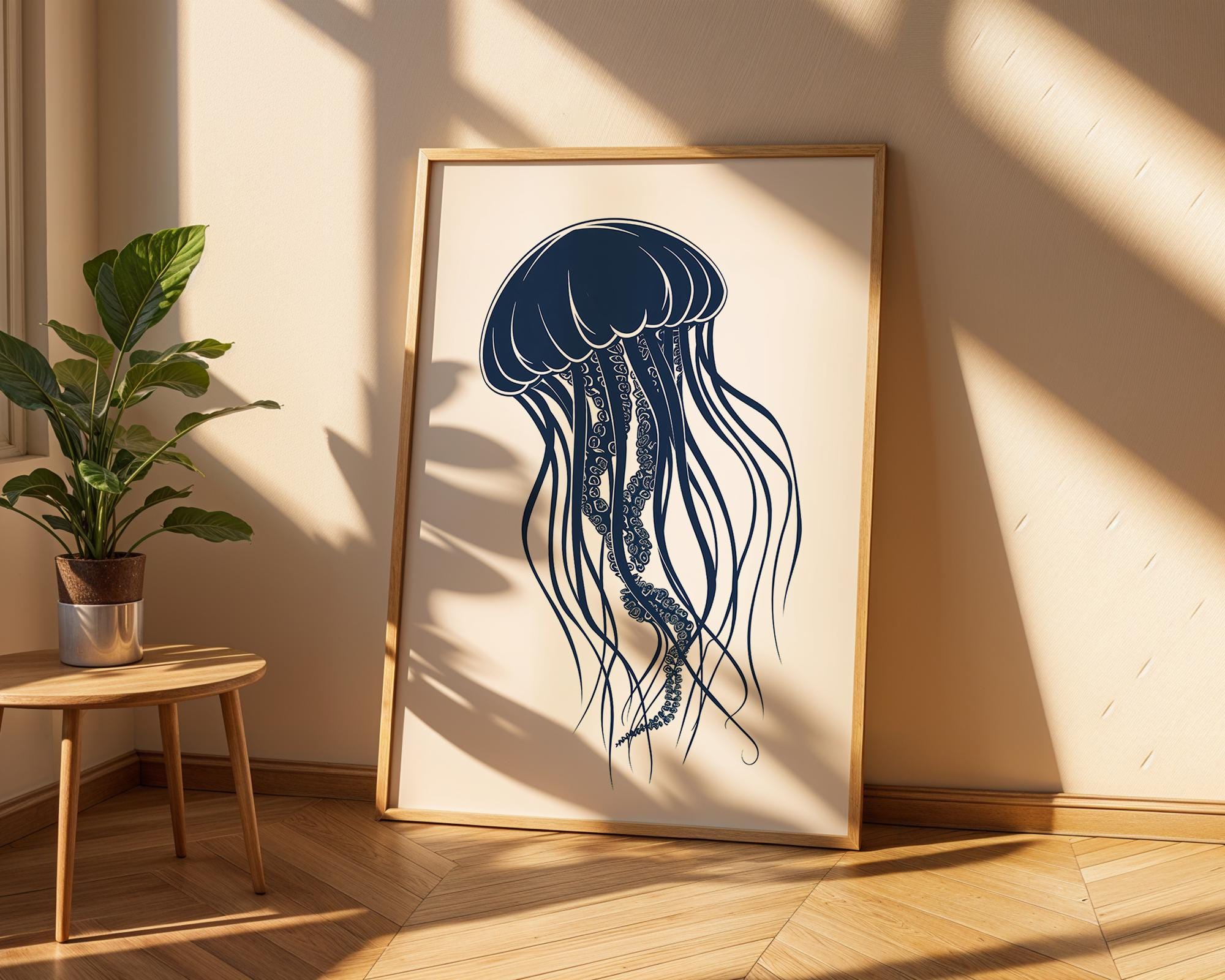 Elegant Jellyfish Art Print | Modern Marine Home Decor wall art print, modern home decor, unframed artwork by Nomad & Nest