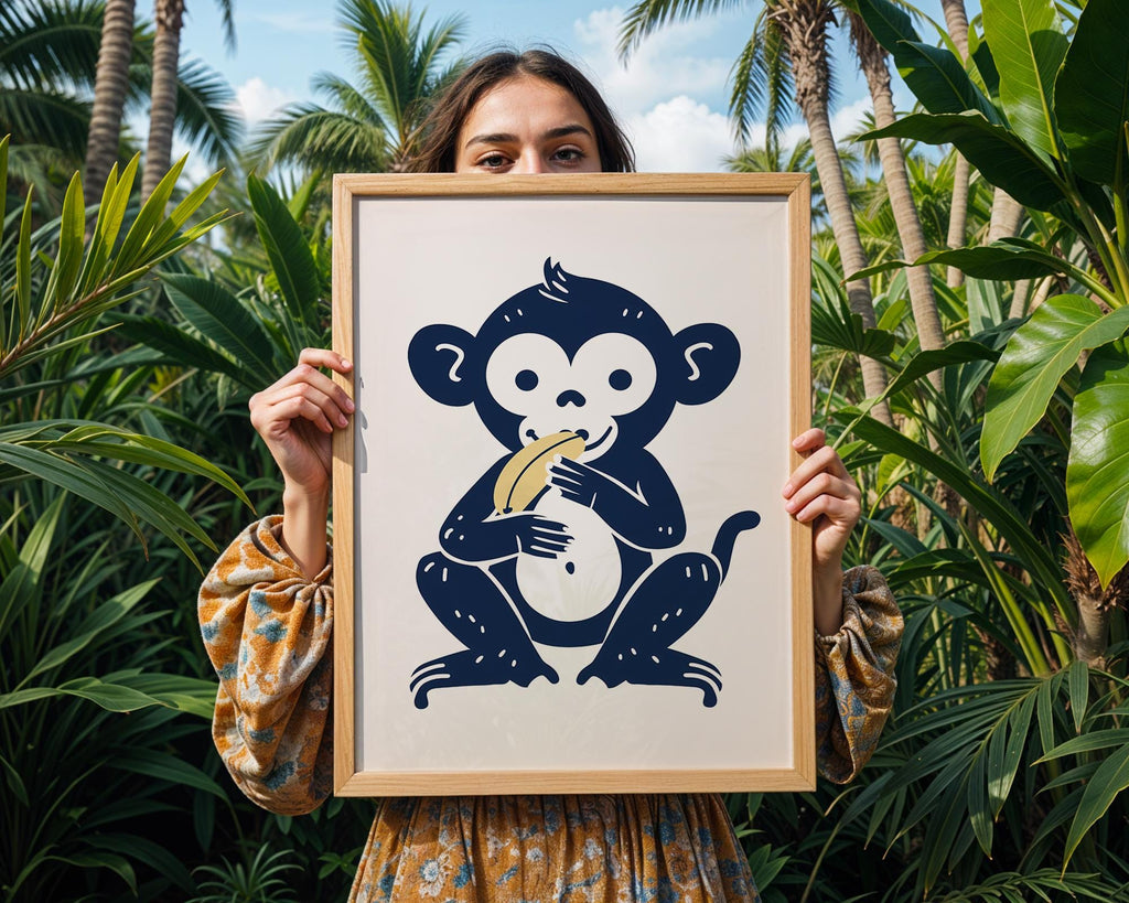 Monkey Wall Art Print | Playful Animal Nursery Decor wall art print, modern home decor, unframed artwork by Nomad & Nest