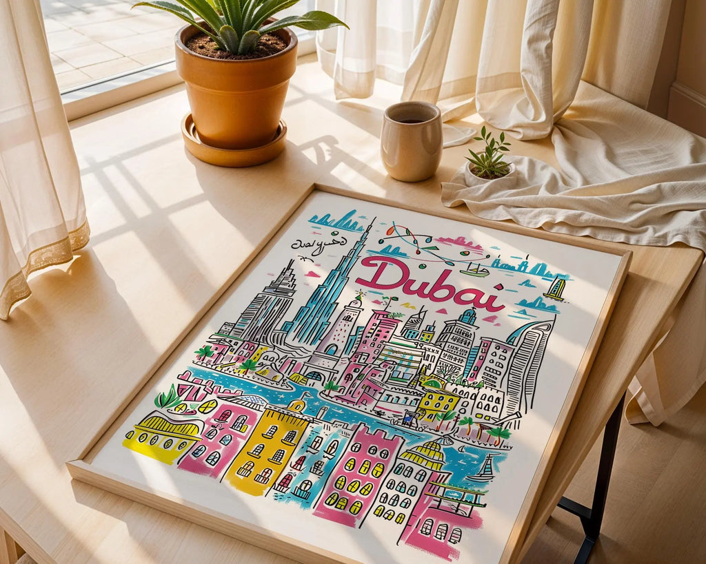Dubai Skyline Print | Burj Khalifa, Middle East Art wall art print, modern home decor, unframed artwork by Nomad & Nest