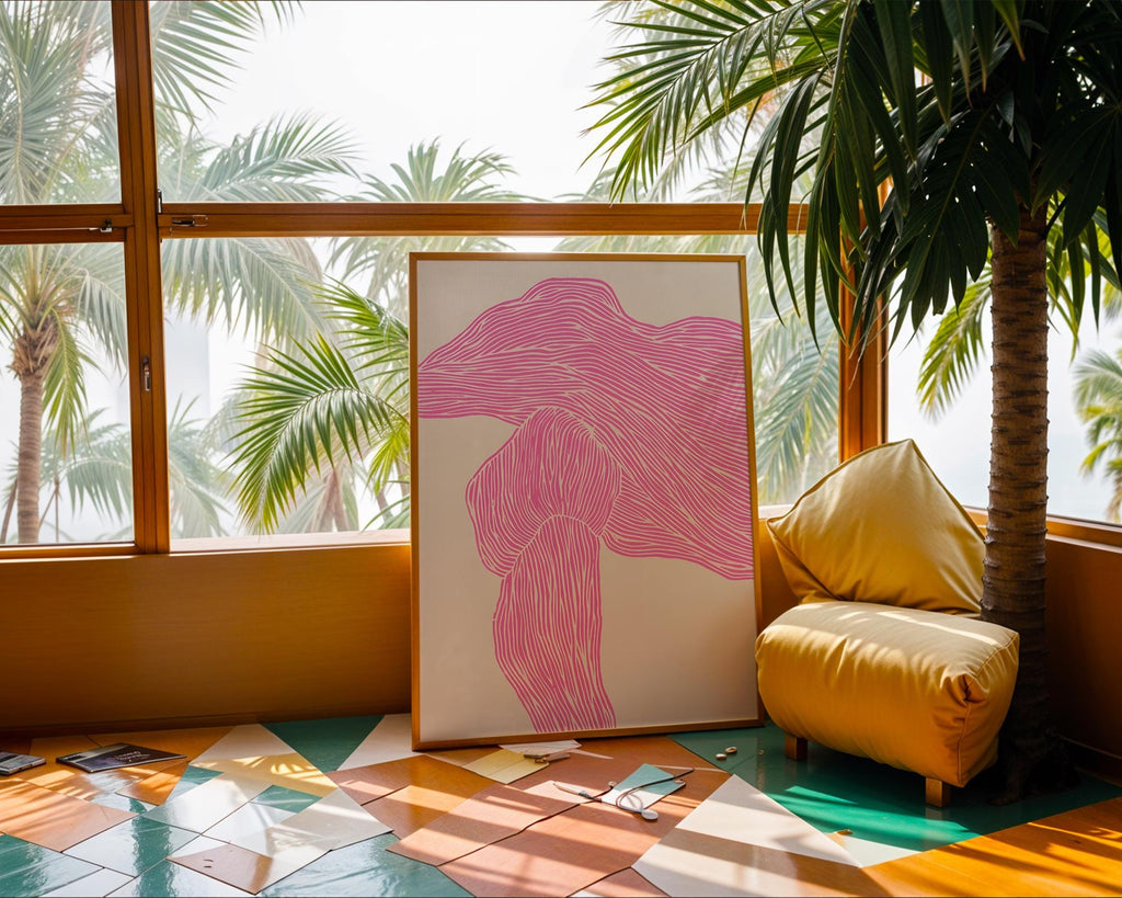 Abstract Pink Line Art Print | Modern Geometric Wall Decor wall art print, modern home decor, unframed artwork by Nomad & Nest