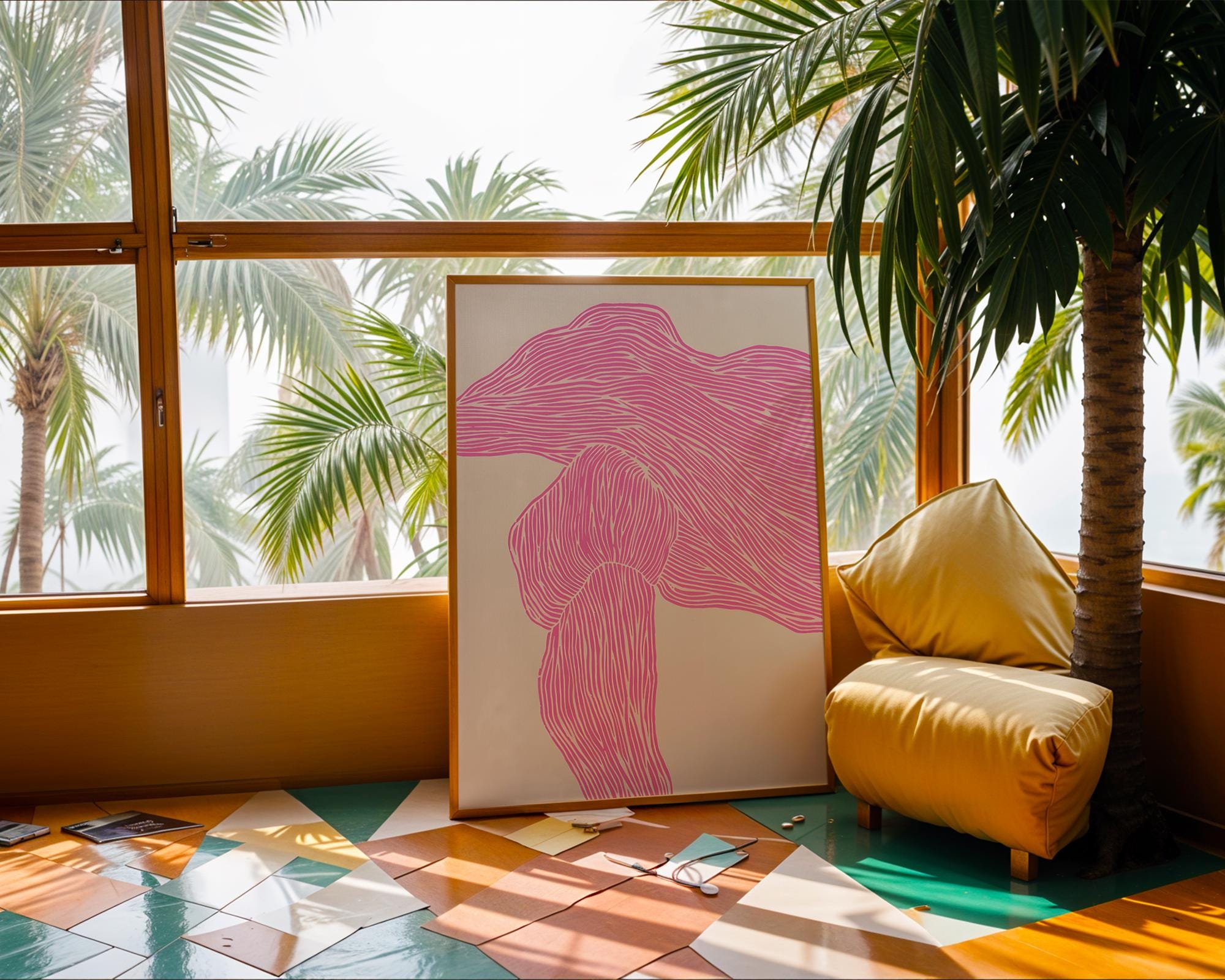 Abstract Pink Line Art Print | Modern Geometric Wall Decor wall art print, modern home decor, unframed artwork by Nomad & Nest
