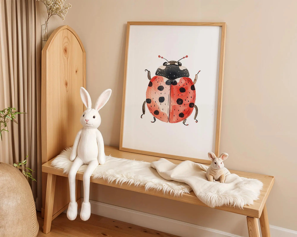 Playroom Ideas | Ladybug Nursery Wall Art | Red Beetle Insect Baby Decor wall art print, modern home decor, unframed artwork by Nomad & Nest