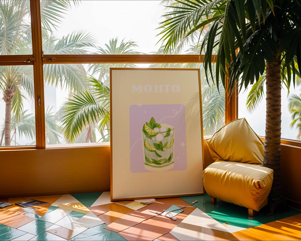 Mojito Cocktail Art Print | Tropical Bar Decor wall art print, modern home decor, unframed artwork by Nomad & Nest