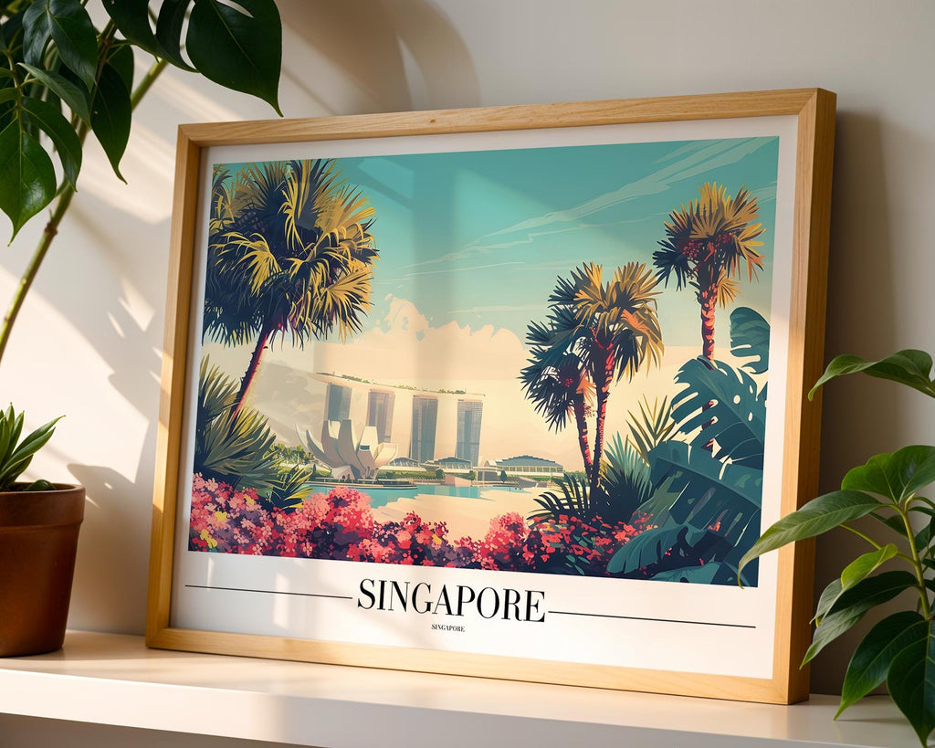Singapore Marina Bay Sands Print | Modern Travel Poster wall art print, modern home decor, unframed artwork by Nomad & Nest