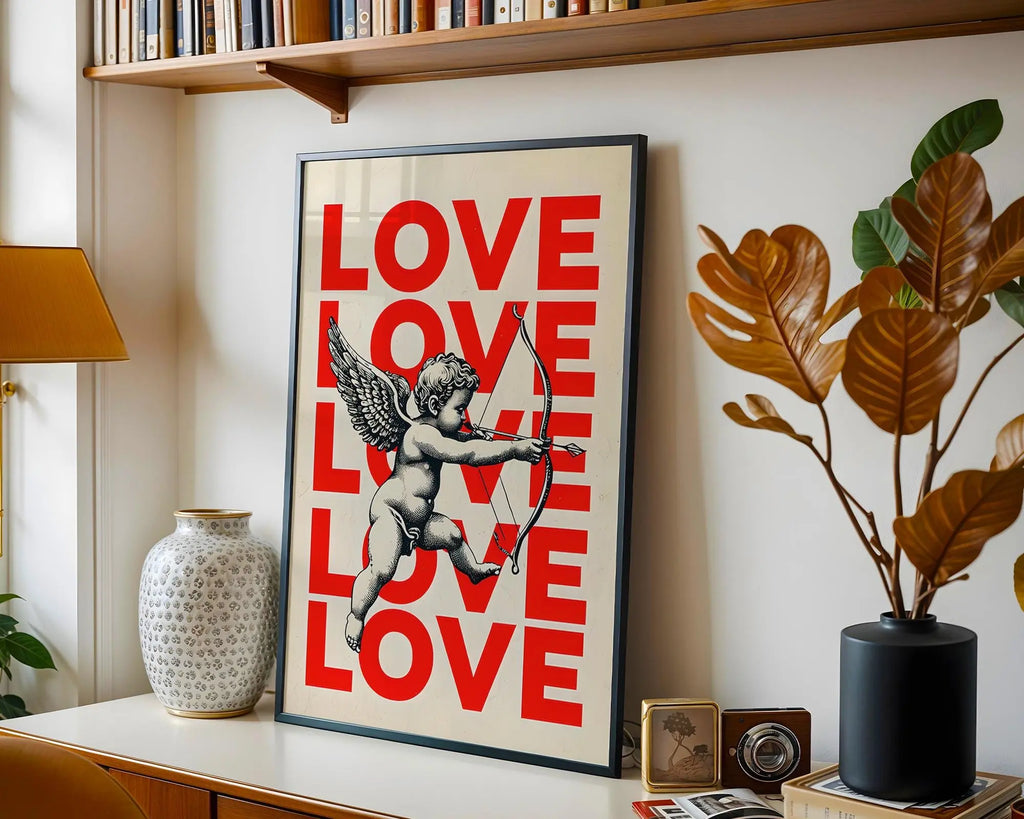 Cupid Love Poster | Romantic Vintage Illustration wall art print, modern home decor, unframed artwork by Nomad & Nest
