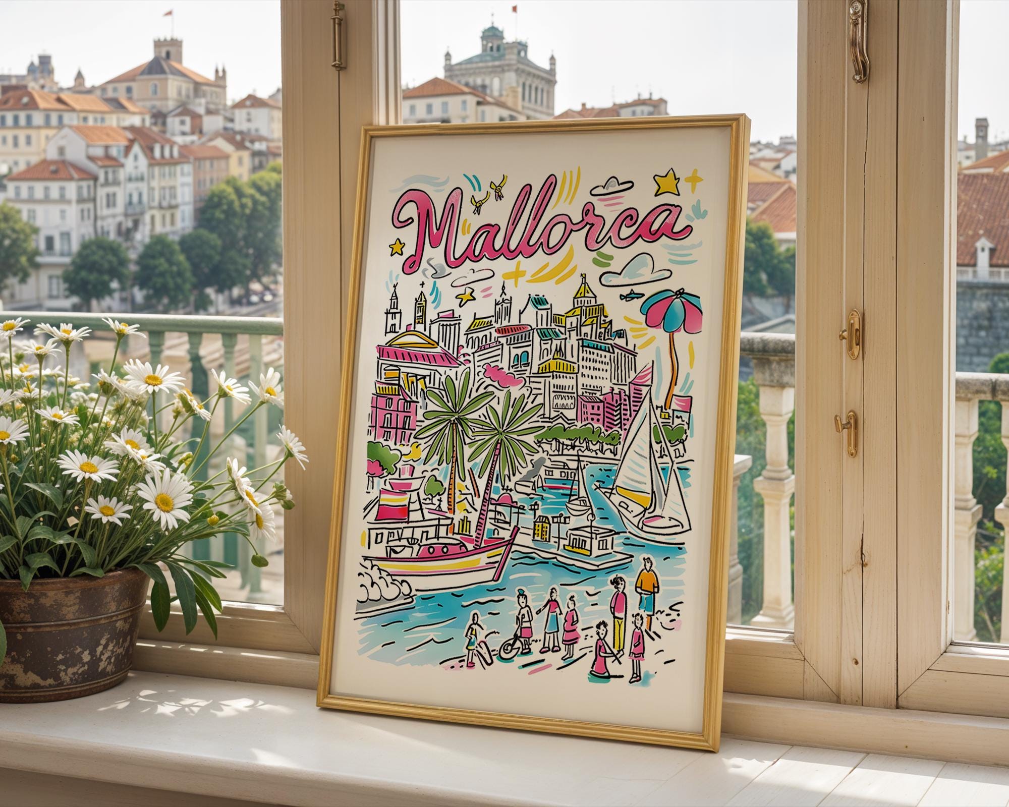 Mallorca Travel Poster | Balearic Islands Mediterranean Art Print wall art print, modern home decor, unframed artwork by Nomad & Nest