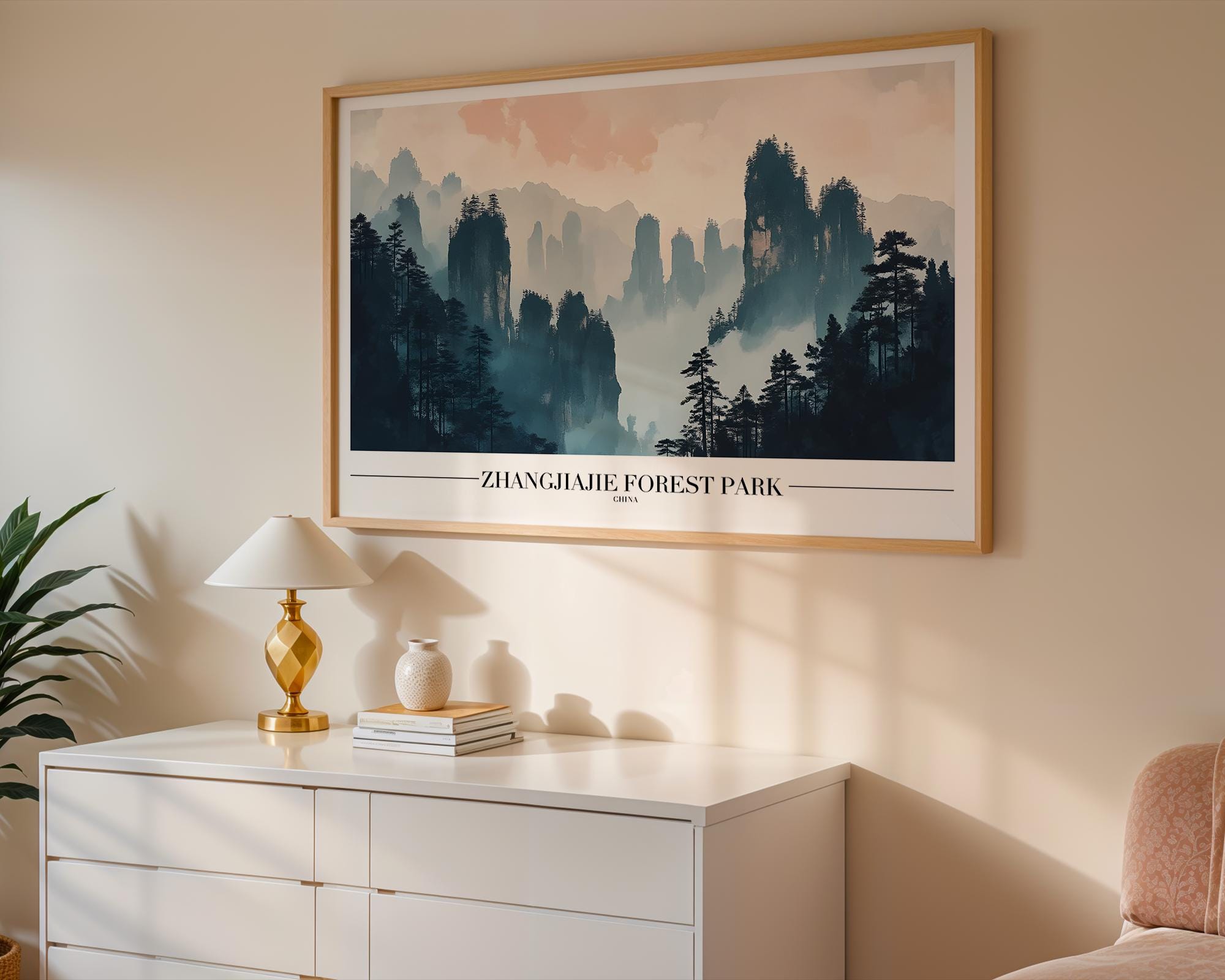 Zhangjiajie China Forest Print | Misty Mountain Landscape Art wall art print, modern home decor, unframed artwork by Nomad & Nest