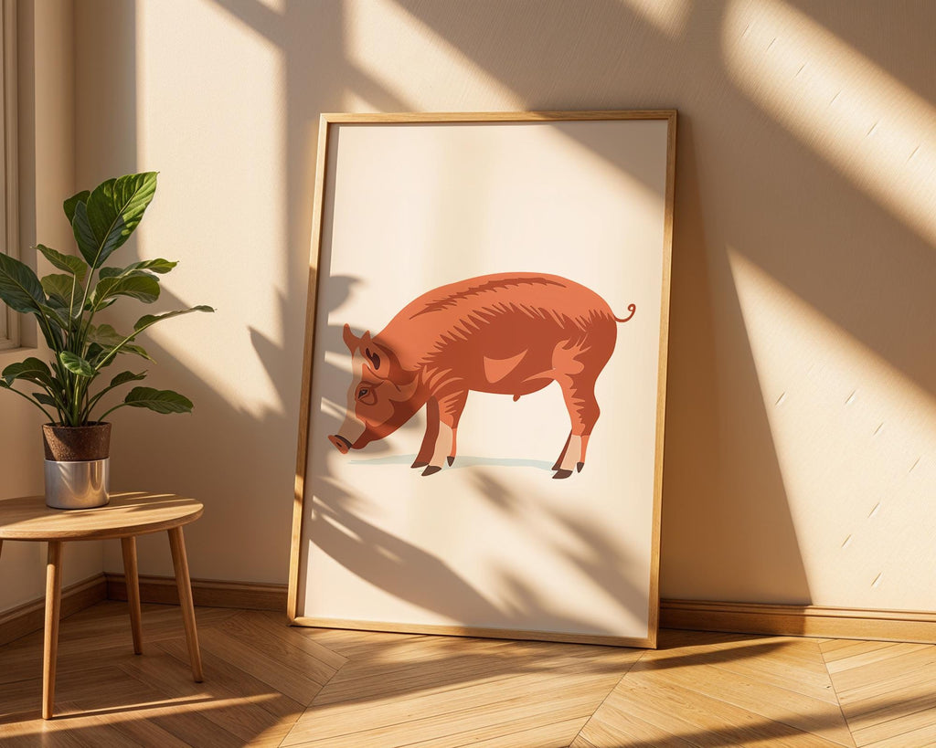 Red Pig Art Print, Modern Farmhouse Decor wall art print, modern home decor, unframed artwork by Nomad & Nest