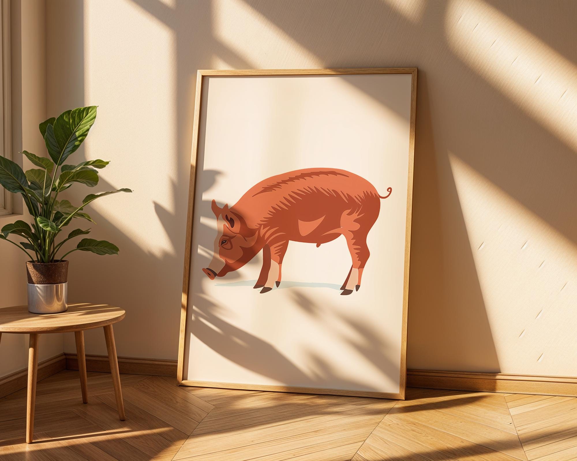 Red Pig Art Print, Modern Farmhouse Decor wall art print, modern home decor, unframed artwork by Nomad & Nest