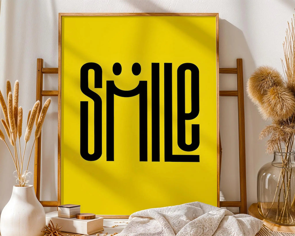 Positive Emotion | Smile Typography Poster | Happy Minimal Wall Art | Bright Modern Quote Print wall art print, modern home decor, unframed artwork by Nomad & Nest