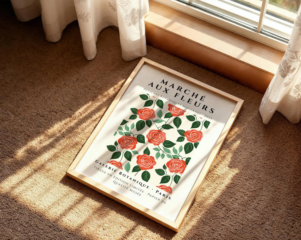 Red Rose Botanical Print | Vintage Paris Floral Art wall art print, modern home decor, unframed artwork by Nomad & Nest
