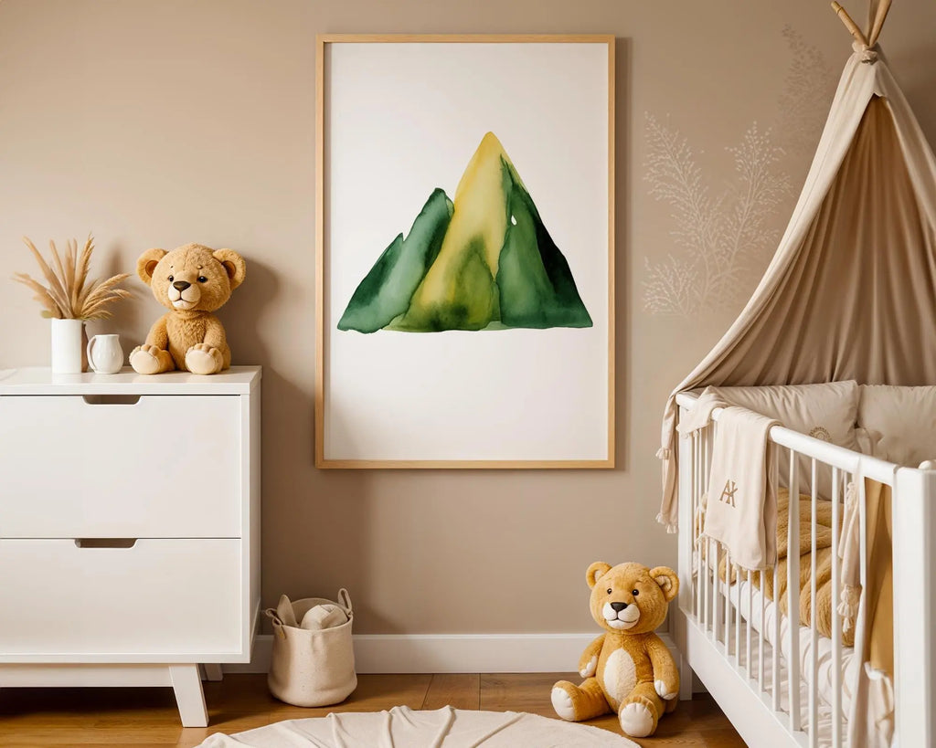 Playroom Ideas | Watercolour Mountain Peaks Nursery Wall Art Nature Print wall art print, modern home decor, unframed artwork by Nomad & Nest