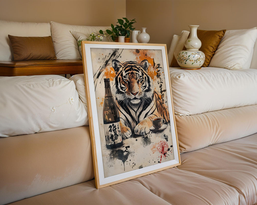 Japanese Poster | Sumi-e Tiger Print – Zen Ink Wash Art wall art print, modern home decor, unframed artwork by Nomad & Nest