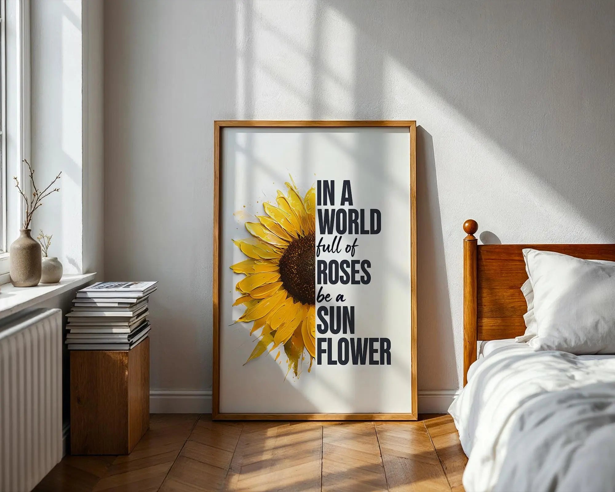 Sunflower Print | Positive Quote Floral Wall Art wall art print, modern home decor, unframed artwork by Nomad & Nest