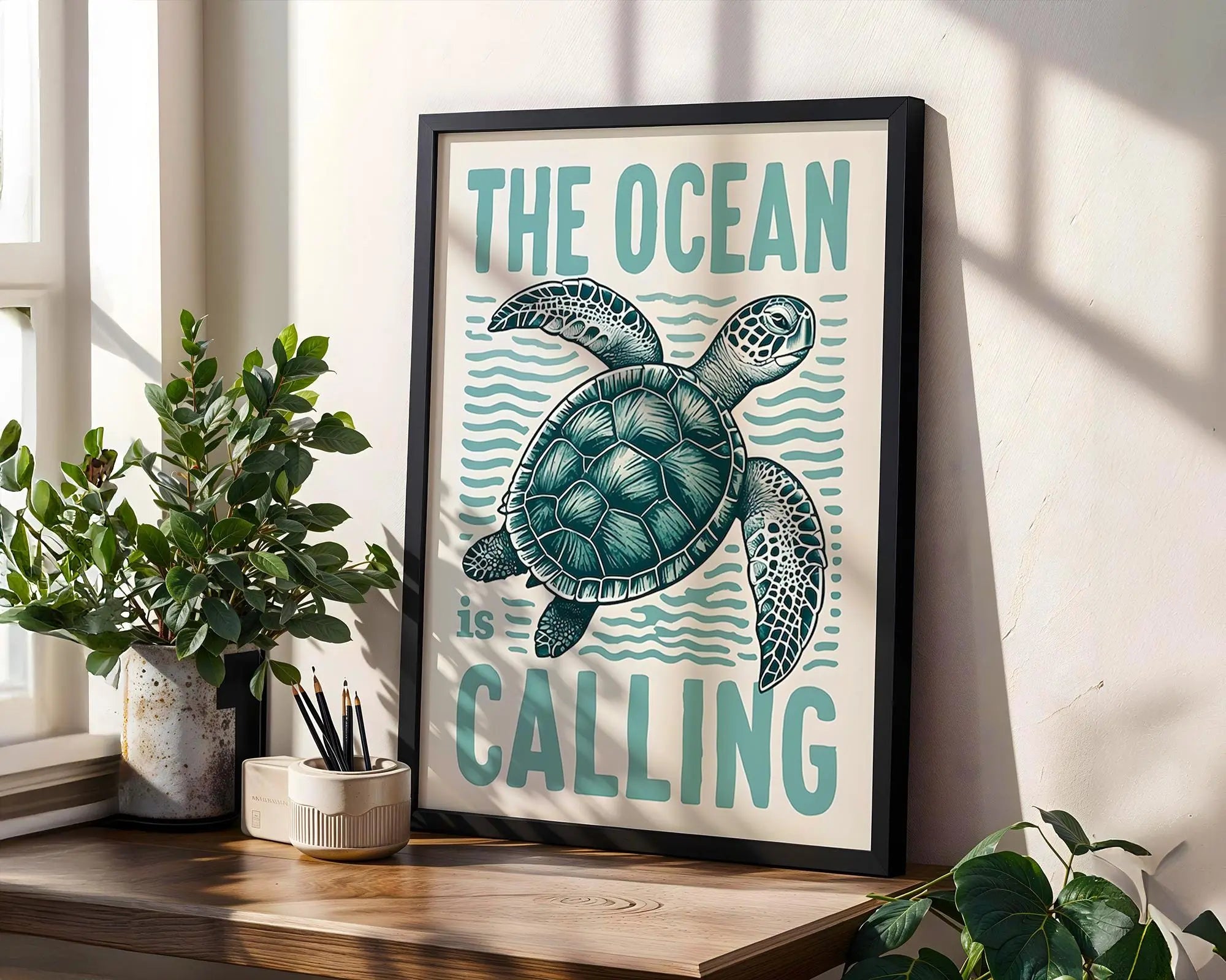 Turtle Wall Art Print | Coastal Marine Life Decor wall art print, modern home decor, unframed artwork by Nomad & Nest