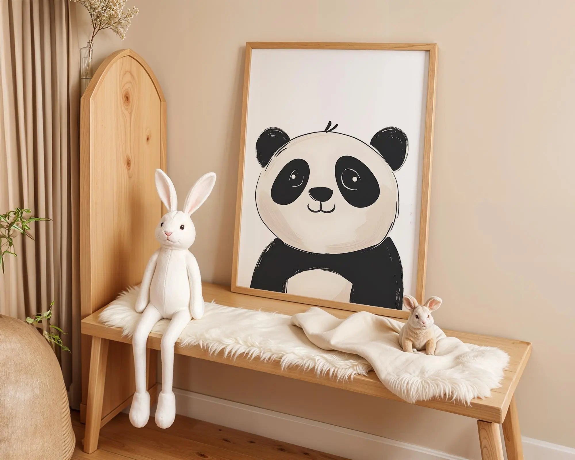 Playroom Ideas | Sweet Panda Nursery Wall Art | Neutral Animal Baby Print wall art print, modern home decor, unframed artwork by Nomad & Nest