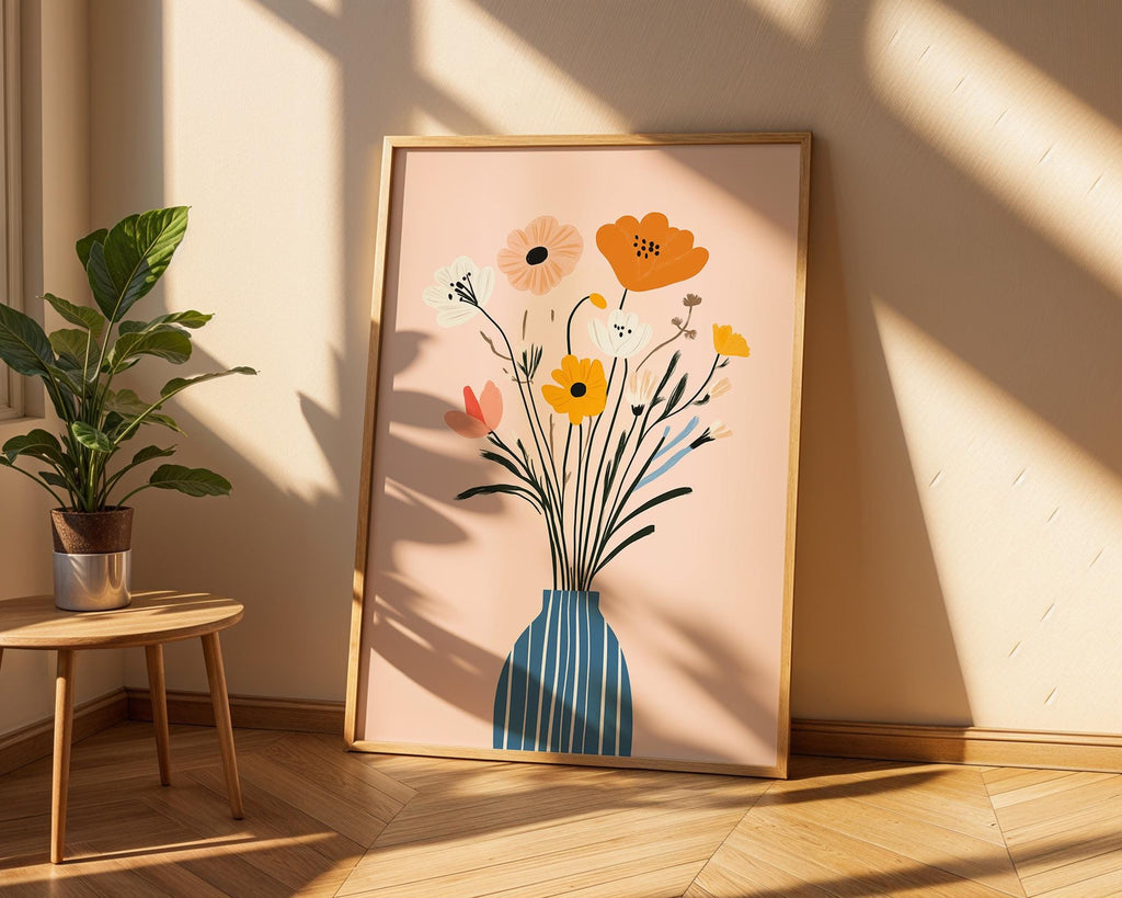 Abstract Floral Bouquet Print | Mid-Century Modern Vase Art wall art print, modern home decor, unframed artwork by Nomad & Nest