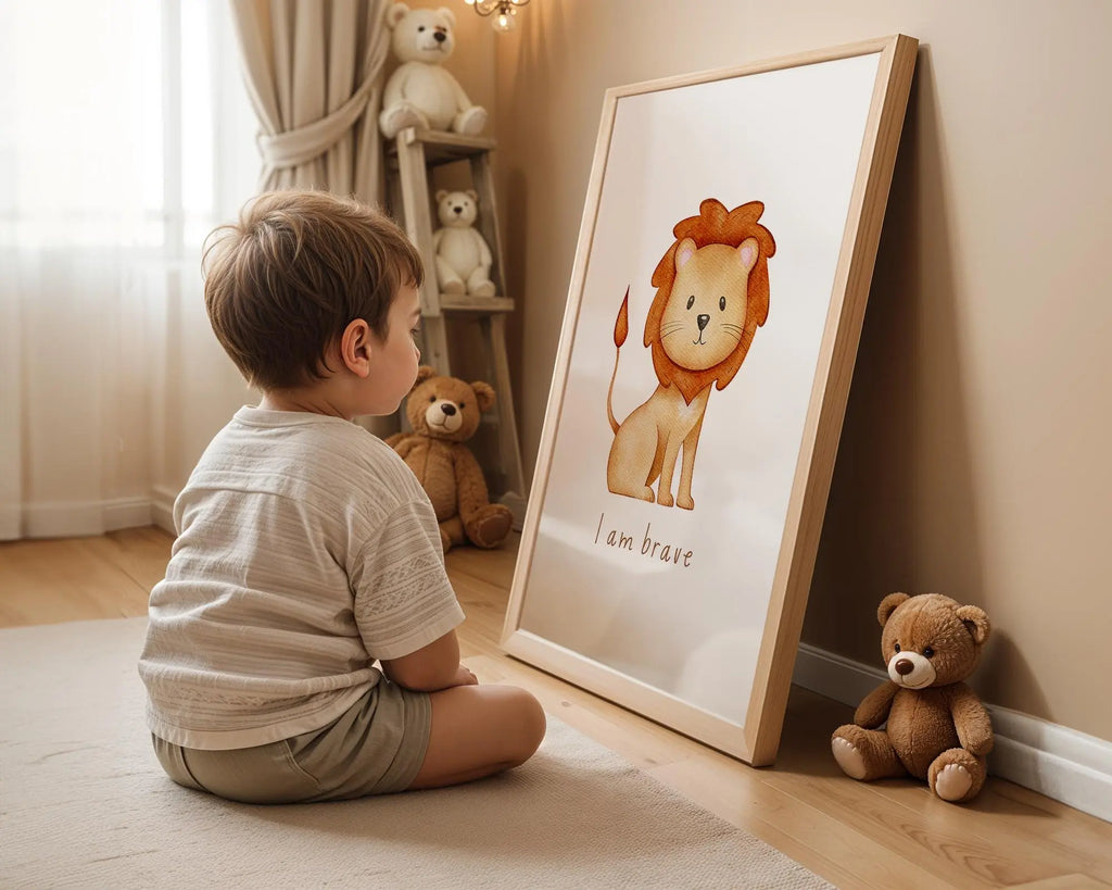Playroom Ideas | Lion Nursery Wall Art | Safari Animal Affirmation Print wall art print, modern home decor, unframed artwork by Nomad & Nest