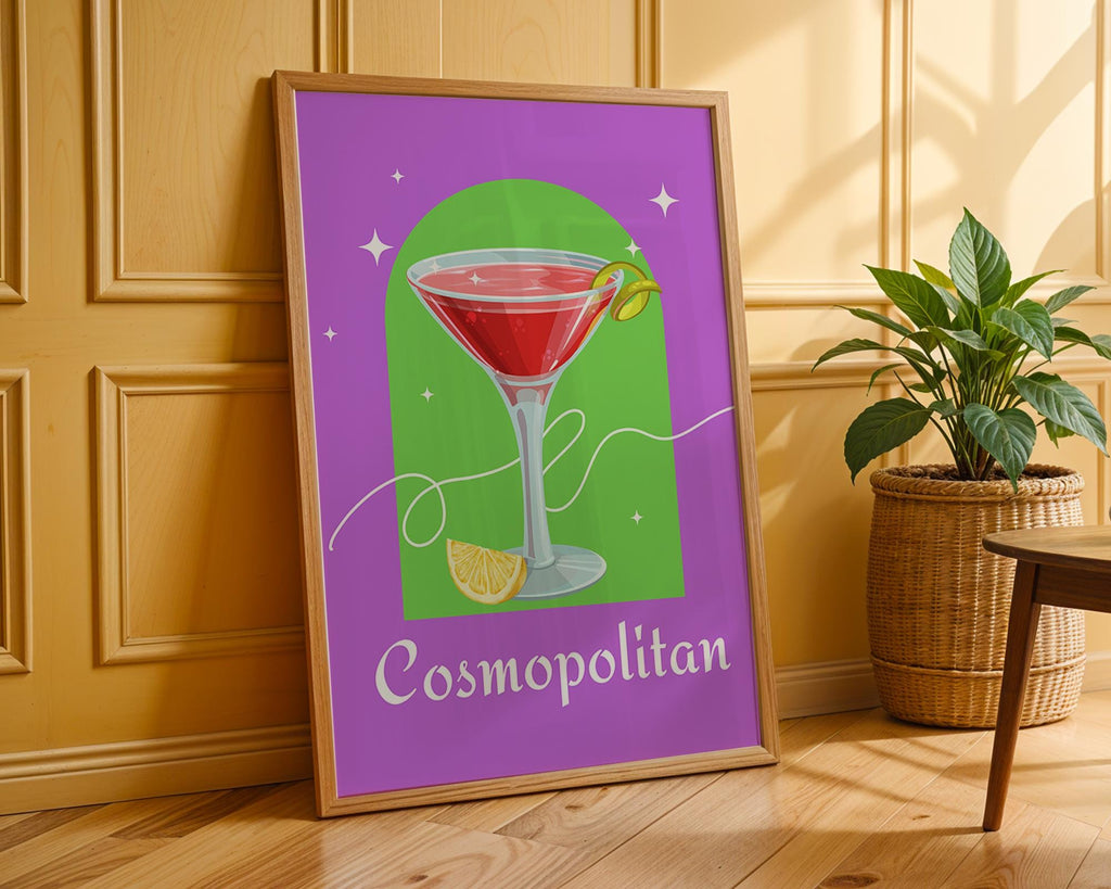 Cosmopolitan Cocktail Art Print | Modern Bar Cart Decor wall art print, modern home decor, unframed artwork by Nomad & Nest