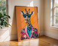 Colourful Prints | Giraffe in Floral Suit Art Print | Quirky Animal Portrait wall art print, modern home decor, unframed artwork by Nomad & Nest