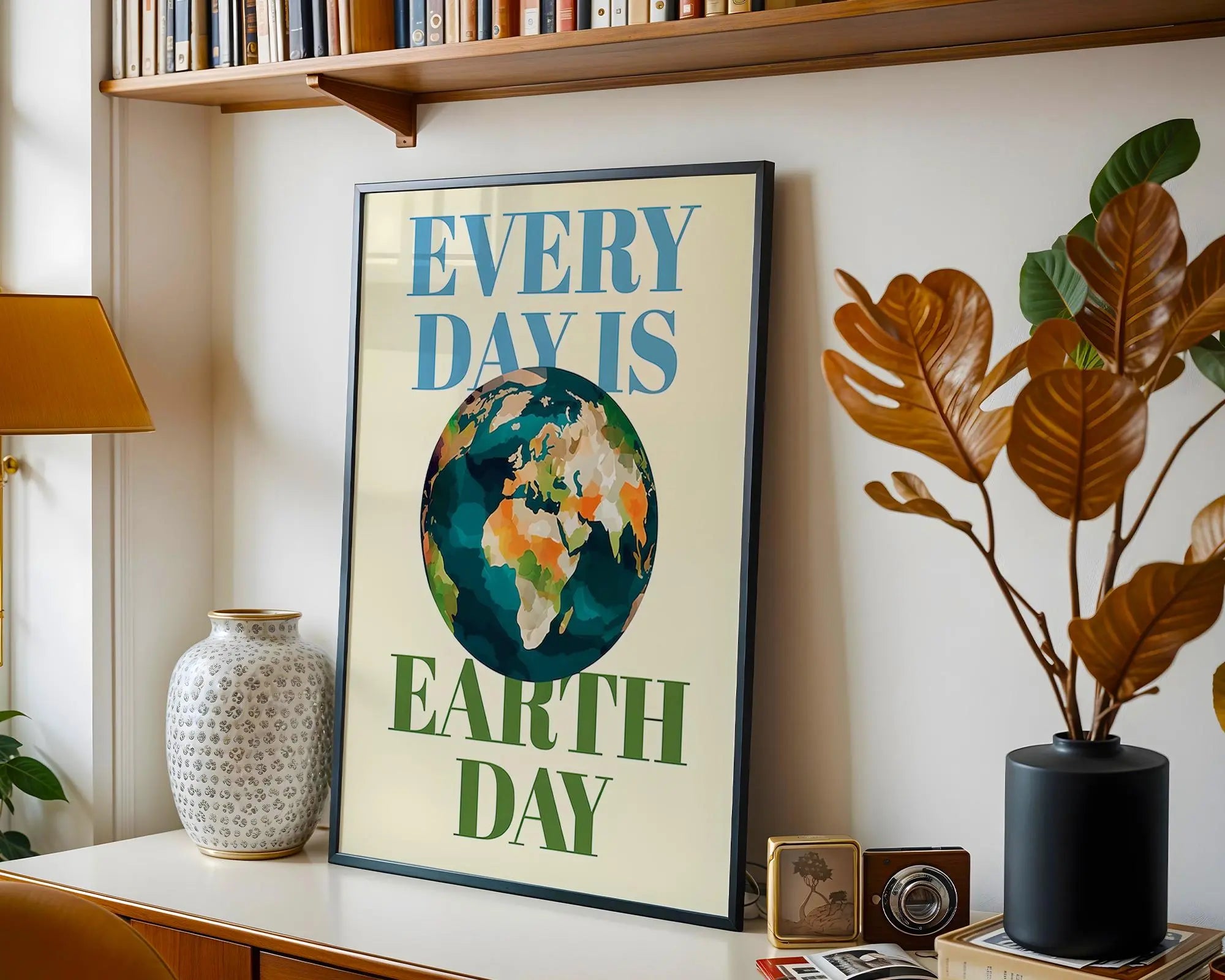 Earth Day Globe Illustration | Eco-Friendly Home Decor Poster wall art print, modern home decor, unframed artwork by Nomad & Nest