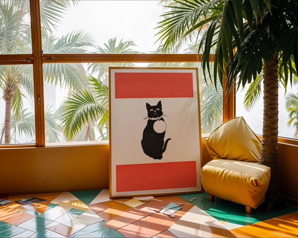 Minimalist Black Cat Art Print | Modern Animal Illustration, Nursery Décor wall art print, modern home decor, unframed artwork by Nomad & Nest