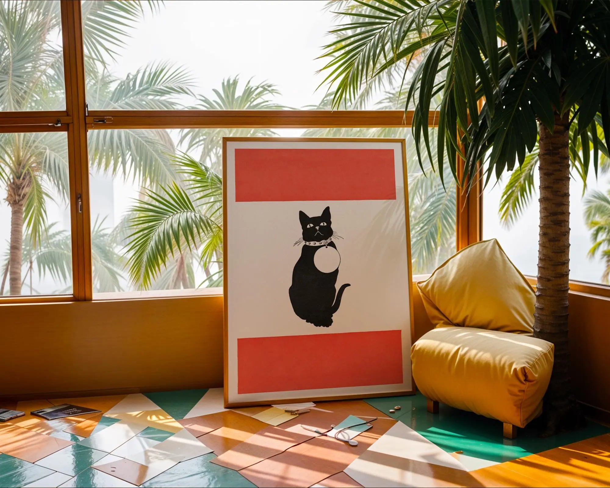 Minimalist Black Cat Art Print | Modern Animal Illustration, Nursery Décor wall art print, modern home decor, unframed artwork by Nomad & Nest