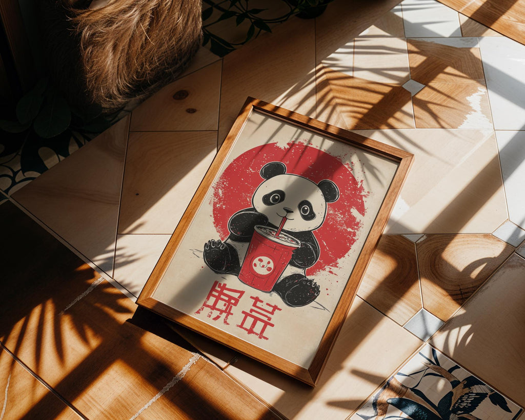 Japanese Poster | Panda Wall Art | Nursery Decor wall art print, modern home decor, unframed artwork by Nomad & Nest