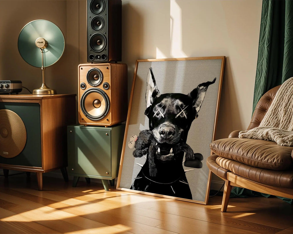 Urban Doberman Print | Street Art Poster wall art print, modern home decor, unframed artwork by Nomad & Nest