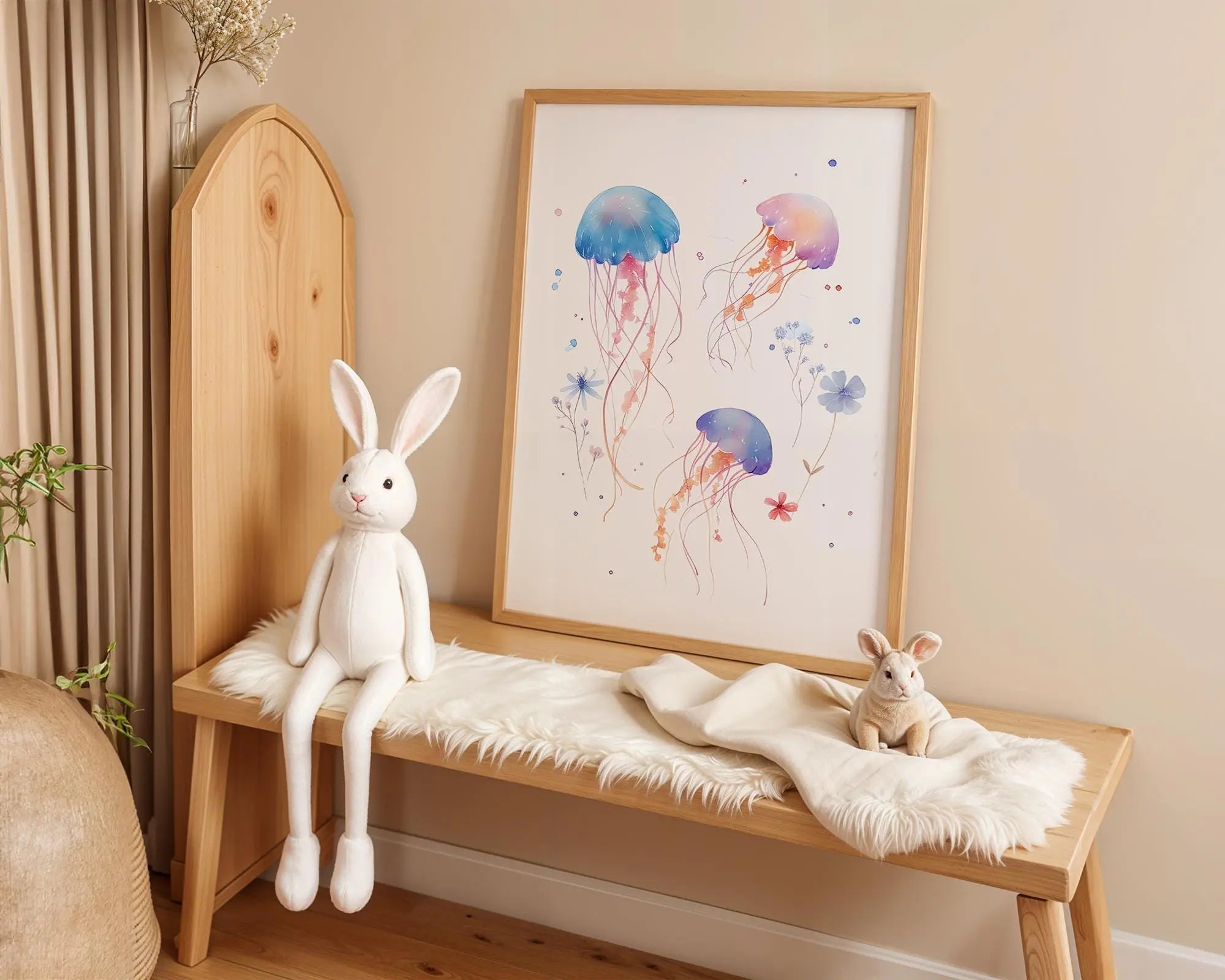 Playroom Ideas | Watercolour Jellyfish Nursery Art | Ocean Animal Wall Print wall art print, modern home decor, unframed artwork by Nomad & Nest