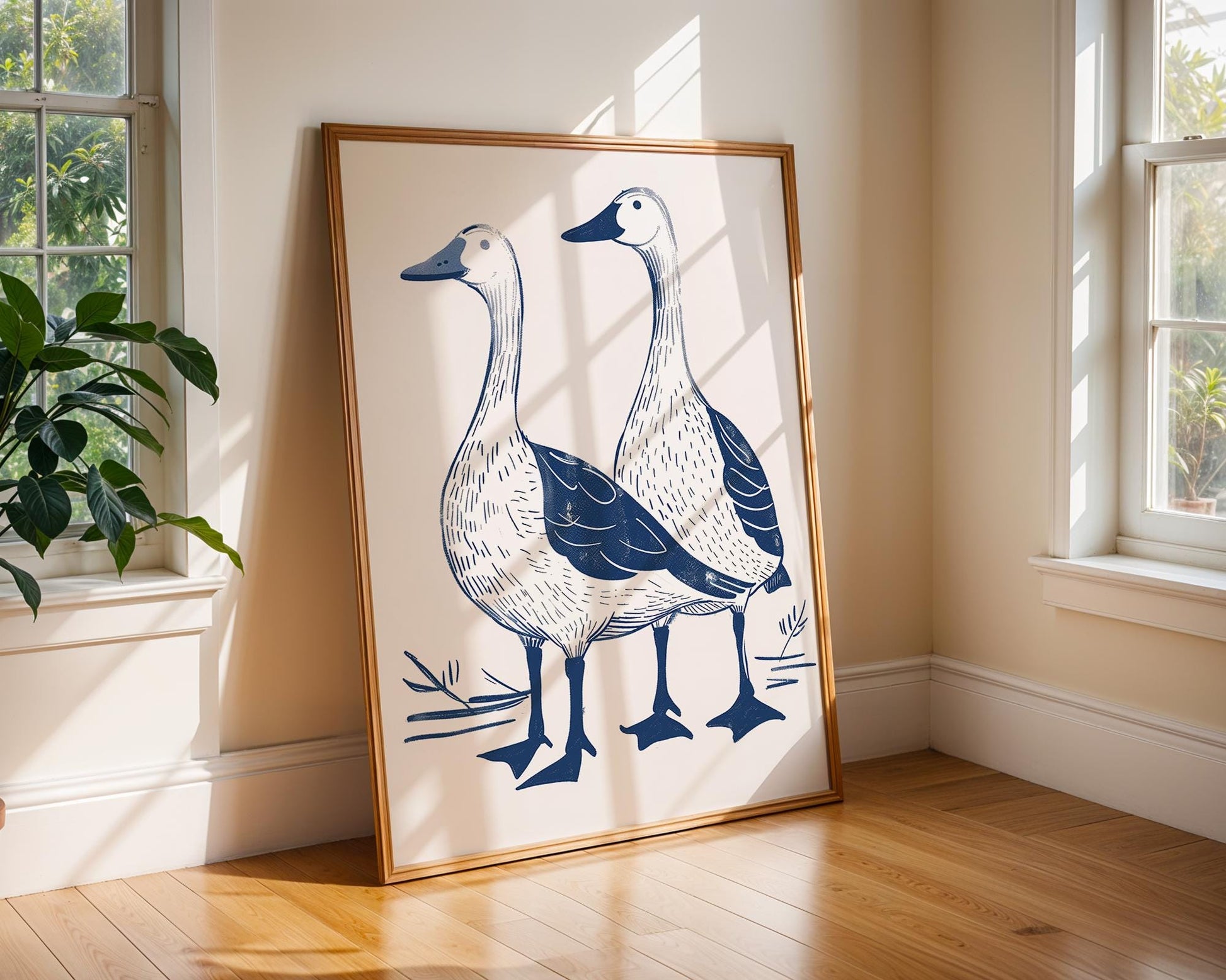 Blue Geese Farmhouse Print, Rustic Kitchen Wall Art wall art print, modern home decor, unframed artwork by Nomad & Nest