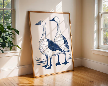 Blue Geese Farmhouse Print, Rustic Kitchen Wall Art wall art print, modern home decor, unframed artwork by Nomad & Nest
