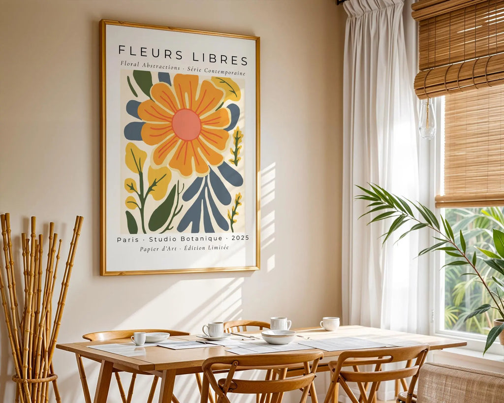 Yellow Sunburst Flower Print | Mid Century Botanical Wall Art wall art print, modern home decor, unframed artwork by Nomad & Nest