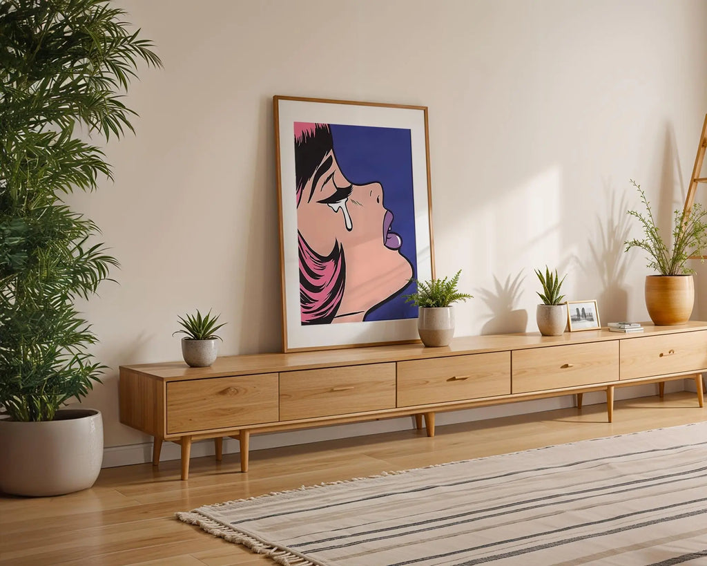 Modern Pop Art | Crying Girl  Print | Retro Comic Book Style Illustration wall art print, modern home decor, unframed artwork by Nomad & Nest