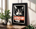 Meow Cat Art Print | Vintage Feline Poster, Black and White wall art print, modern home decor, unframed artwork by Nomad & Nest